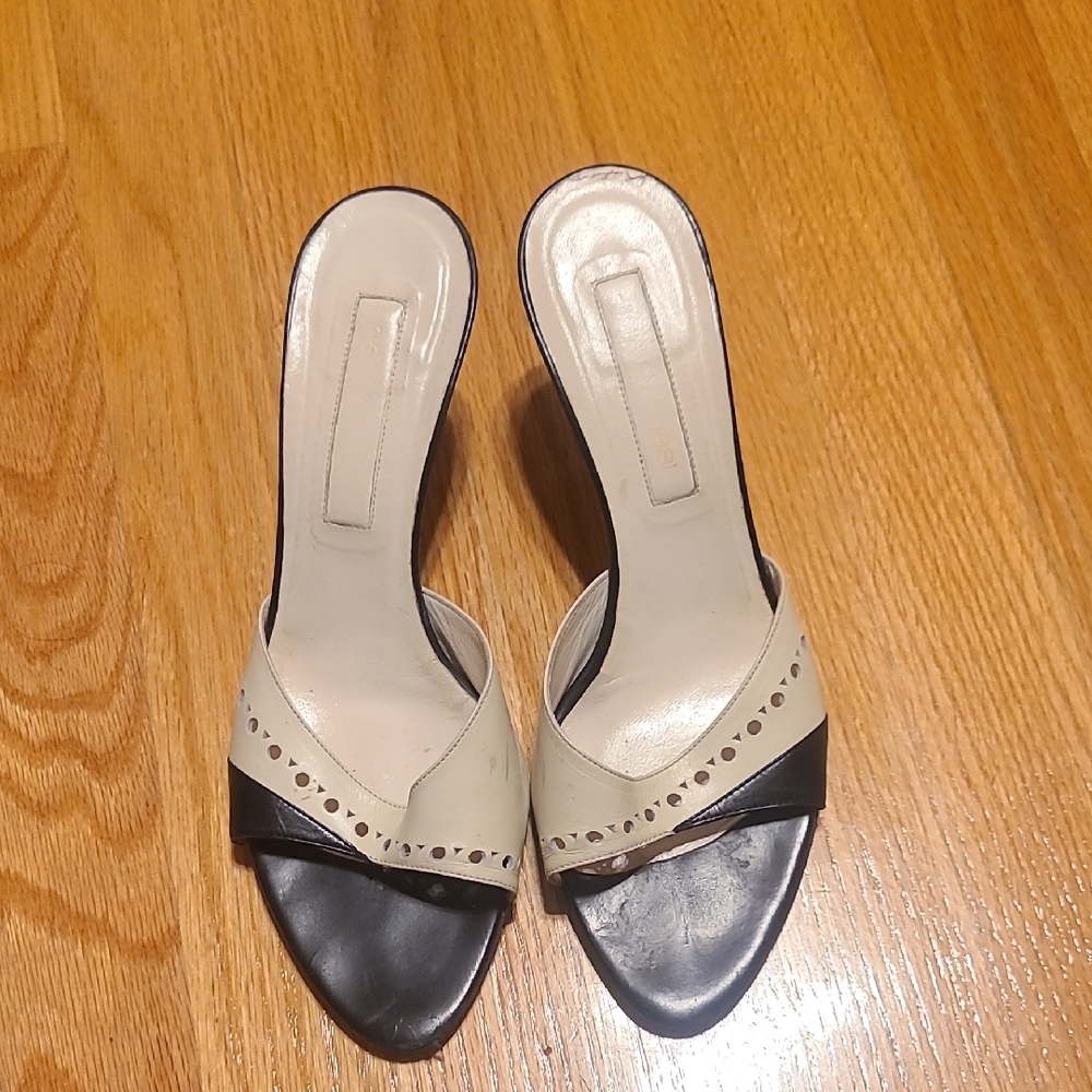 Sergio Rossi Black and Cream Heels